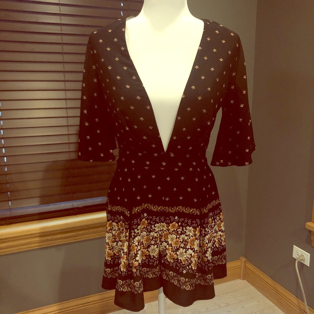 Boho free people floral romper